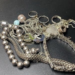 More 100 grams Sterling Silver scrap , for repair , & wearable Jewerly Lot